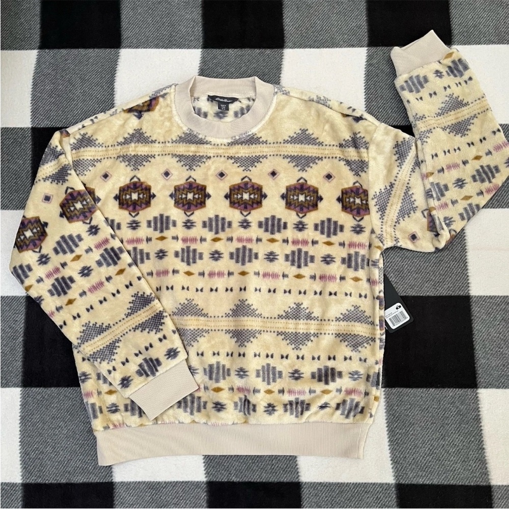 Eddie Bauer Women M Crewneck Pullover Aztec Southwestern Sweatshirt